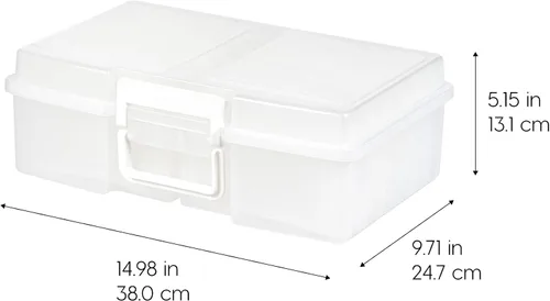 Miniatura 3 de IRIS USA 4 x 6 pulgadas, fabricado en Estados Unidos, paquete de 2 organizadores de fotos y caja de almacenamiento de imágenes con asa, 12 fundas