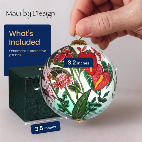Miniatura 6 de Cornucopia Maui ornamento de Navidad de cristal pintado a mano con caja de regalo, recuerdo coleccionable CC/M