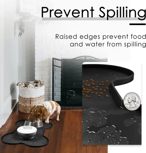 Miniatura 4 de Super Design Tapete de comida para perros, tapete para comida y agua, de silicona, antiderrames, tapete para alimentación de gatos, mantel