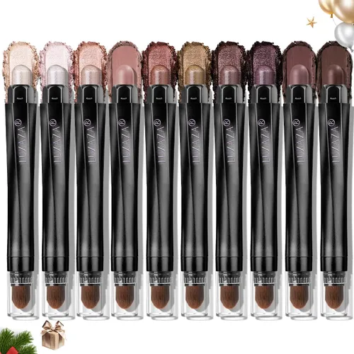 Miniatura 36 de 10 barras de sombra de ojos, brillo y neutro, color rosa champán, metálico, lápiz de sombra de ojos color crema con resistente a las manchas y al