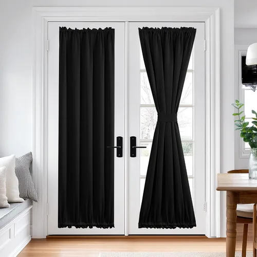 Miniatura 136 de Cortina térmica para puerta con bolsillo para barra, opacas, tratamiento de ventanas con ojales y ojales Deconovo 1 panel