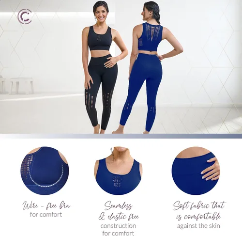 Miniatura 5 de CURVEEZ Workout Ultimate Air - Conjunto de 2 piezas para mujer, leggings de yoga sin costuras con brasier deportivo, camiseta sin mangas, conjuntos