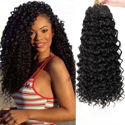Miniatura 45 de GoGo Curl Crochet Hair 18 pulgadas onda de agua pelo sintético bohemio ganchillo trenzado jengibre onda profunda extensiones de cabello trenzado