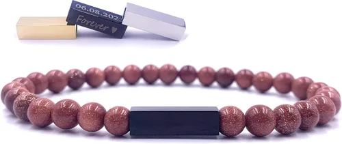Miniatura 47 de Pulseras de cuentas personalizadas, Pulsera de piedras preciosas de 0.236 in, Pulsera grabada con láser, Pulsera de piedra natural, Pulseras unisex
