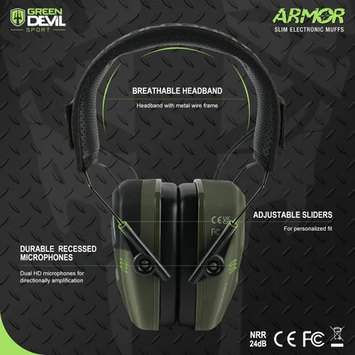 Miniatura 4 de GREEN DEVIL Disparo Protección auditiva Reducción de ruido electrónico Protección auditiva Orejeras Auriculares para pistola de caza