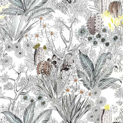 Miniatura 11 de Wudnaye Papel tapiz bohemio para despegar y pegar, papel tapiz Catus de 17.7 x 118.1 pulgadas, papel tapiz floral vintage para despegar y pegar