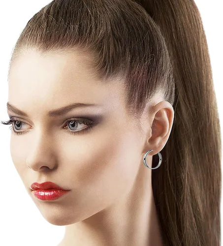 Miniatura 5 de Galaxy Gold GG 14k Solid White Gold Endless Loop Hoop Timeless Earrings 2 mm GaugeThickness Available in Multiple Diameters