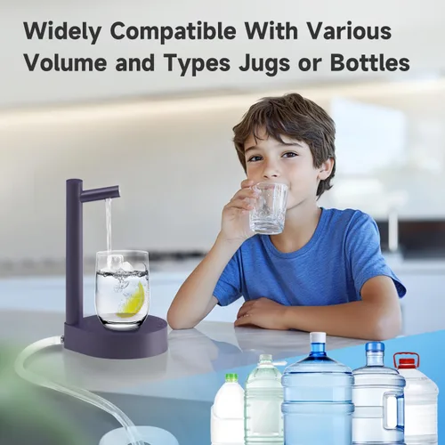 Miniatura 5 de Dispensador de agua de escritorio para botella de 5 galones, bomba de agua eléctrica portátil de escritorio con carga USB-C rápida para el hogar