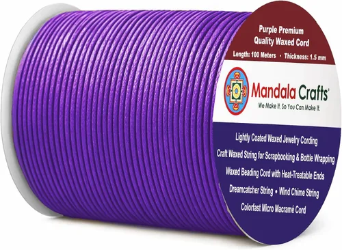 Miniatura 235 de Cuerda Mandala Crafts 0.03 pulgadas 109 yardas para hacer joyería, artesanía, macramé, cuerda de algodón encerado Negro