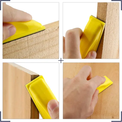 Miniatura 6 de Kit de microlijadora de 3.5 x 1 pulgada, 2 piezas de mini bloques de lijado a mano, placa de soporte de gancho para pulido de espacios estrechos