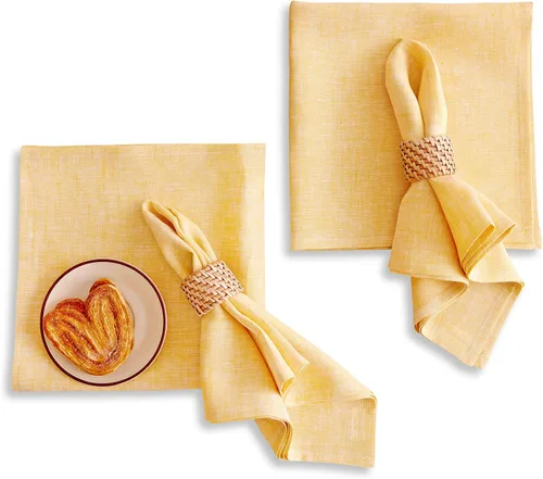 Miniatura 24 de Solino Home Athena - Juego de 4 manteles individuales cuadrados de lino natural claro de 14 x 14 pulgadas, manteles individuales 100 % lino puro