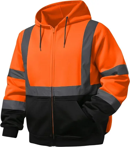 Miniatura 18 de SKSAFETY Hi Vis - Sudaderas con capucha de seguridad para el trabajo para hombre, chaqueta con capucha reflectante de alta visibilidad de clase 3