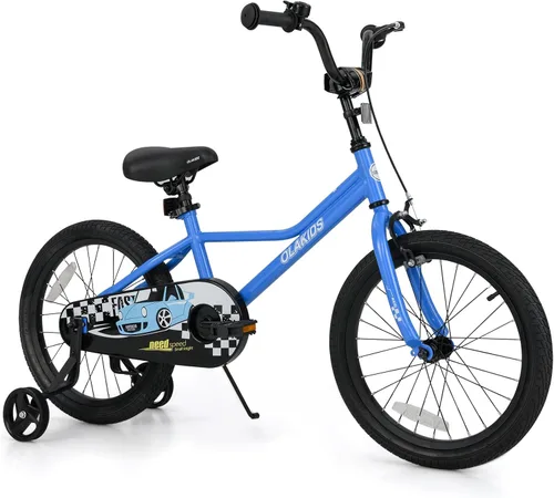 Miniatura 12 de Olakids Bicicleta para niños, 12, 14, 16, 18 pulgadas, con ruedas de entrenamiento, asiento ajustable y manillar, freno y freno de mano, bicicleta