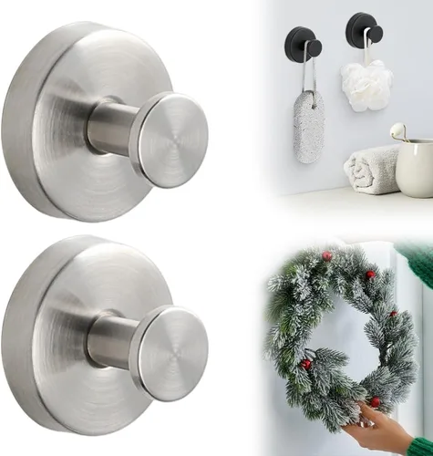 Ganchos de Ventosa para Coronas de Puerta, 2025 Perchas de Corona Mejoradas para Puerta Delantera, Soporte de Corona de Ventosa para Halloween y