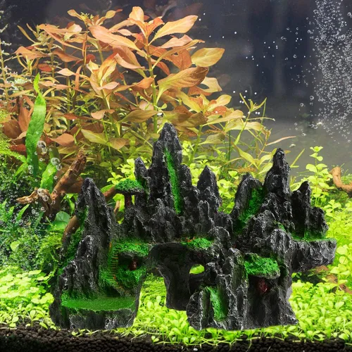 Miniatura 6 de Saim Decoraciones grandes de roca de acuario, adorno de montaña, puente de cueva de peces, modelo de paisaje acuático para peces dorados, escondite