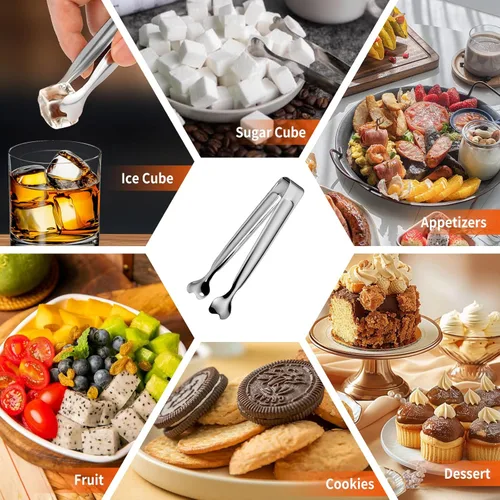 Miniatura 5 de Pinzas para Servir, Anytrp Paquete de 12 Pinzas de Acero Inoxidable para Azúcar, Pinzas Pequeñas de 5.3 Pulgadas para Servir Alimentos, Aperitivos