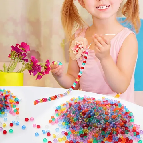 Miniatura 4 de Perlas Pony transparentes y claras de 6x9mm para pulseras de la amistad para hacer joyas 1000 piezas de plástico cuentas coloridas para pulseras