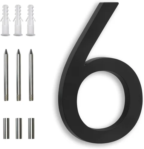 Miniatura 13 de Números de casa negros de 7 pulgadas, números de dirección de aluminio flotantes de montaje empotrado, números de metal modernos para casas, grande