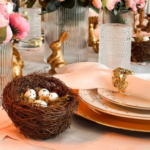 Miniatura 5 de Nido de pájaros artificiales, 4 piezas hechas a mano naturales para pájaros de Pascua, nido de ratán, para jardín, patio, hogar, fiesta, decoración