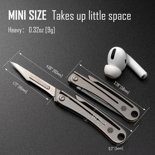 Miniatura 6 de KeyUnity KK07 - Cuchilla de Utilidad de Precisión para Manualidades, mango de titanio, mini herramienta de corte para manualidades, proyectos