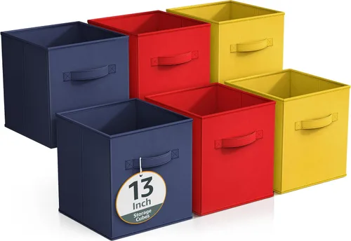 Miniatura 12 de Sorbus Cubos de Almacenamiento Plegables - 6 Cestas de Tela para Organizar Despensa, Estante, Caja de Juguetes, Cubículo, Organizador de Armario
