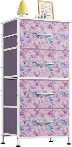 Miniatura 14 de WLIVE Cómoda de 4 cajones para dormitorio, unidad organizadora de almacenamiento de ropa de tela gris claro, cómoda para pasillo, entrada, armarios