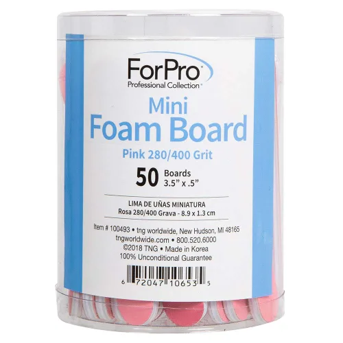 Miniatura 5 de ForPro Professional Collection Mini tabla de espuma, lima de uñas de doble cara, grano 280/400, 3.5 pulgadas de largo x .5 pulgadas de ancho, rosa