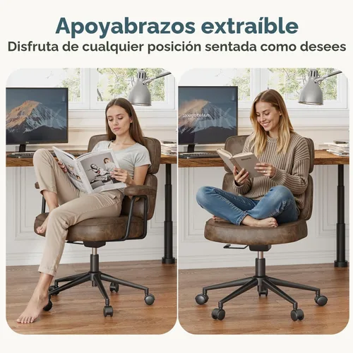 Miniatura 6 de OLIXIS Silla ergonómica de escritorio para oficina en casa, silla de computadora de piel sintética con soporte lumbar, altura ajustable, giratoria