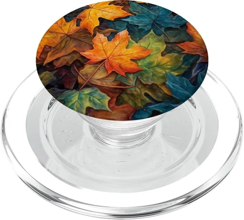 Orange Autumn Fallen Maple Leaves Halloween PopSockets MagSafe PopGrip de Acción de Gracias para iPhone