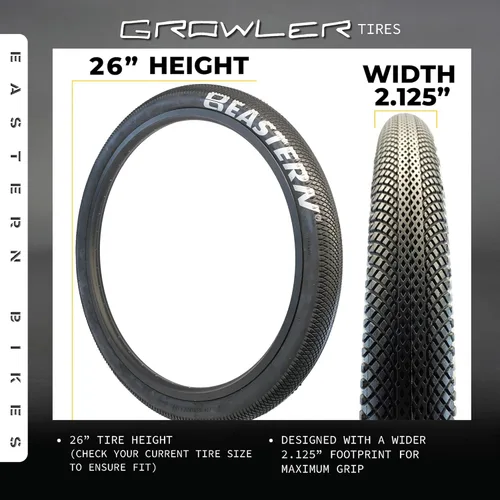 Miniatura 3 de Eastern Bikes Growler Neumático 26 x 2.125 pulgadas Kits de repuesto de neumáticos con o sin tubos interiores. Incluye herramientas. Se adapta a