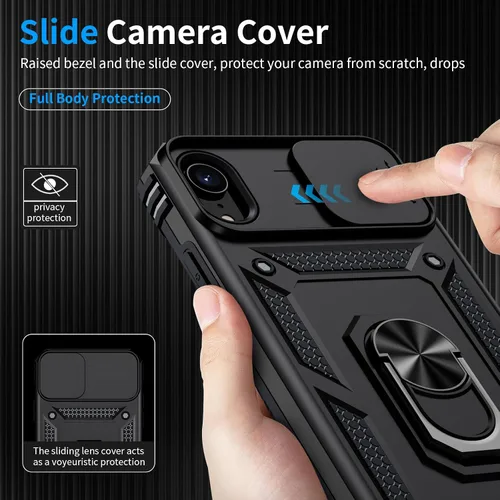 Miniatura 3 de Funda para iPhone XR, Funda para Teléfono iPhone XR con 2X Protectores de Pantalla HD + Cubierta Deslizante para Cámara, [Grado Militar] Funda
