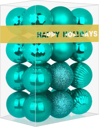 Esferas navideñas verde azulado de 2.5 pulgadas, adornos para decoración de árbol de Navidad, esferas colgantes irrompibles para decoraciones de