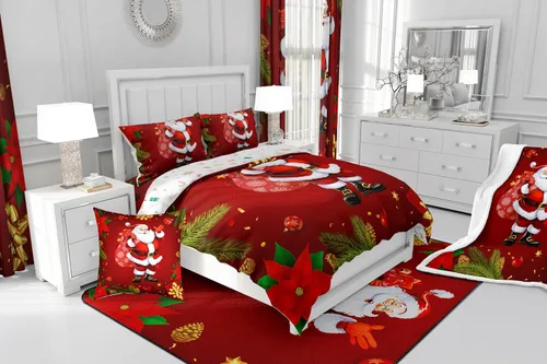 Miniatura 6 de Erosebridal Juego de edredón de Papá Noel tamaño matrimonial para niños y niñas, edredón de plumón de Feliz Navidad, juego de ropa de cama