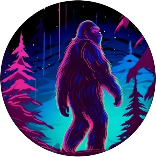 Miniatura 3 de Bassquatch Bigfoot Púrpura Azul Stargazing Sasquatch Yeti PopSockets PopGrip intercambiables
