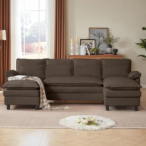Sofá de nube en forma de U de 104 pulgadas, sofá modular convertible, cómodos sofás con diván doble y reposabrazos para dormir, sofá modular de 4