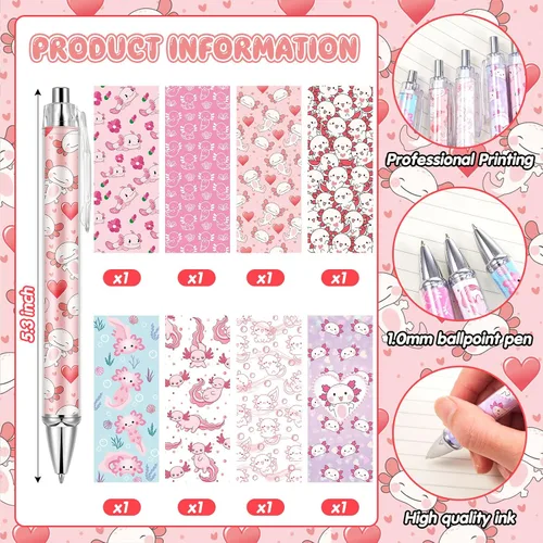 Miniatura 2 de Ireer 8 bolígrafos de bola para mujeres 1.00 mm de tinta negra lindos y elegantes, bolígrafos de punta fina de escritura suave para estudiantes