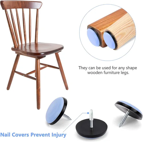 Miniatura 3 de Paquete de 24 deslizadores de silla, deslizadores de uñas (7/8 pulgadas de diámetro), deslizadores de silla de teflón para suelos de madera dura