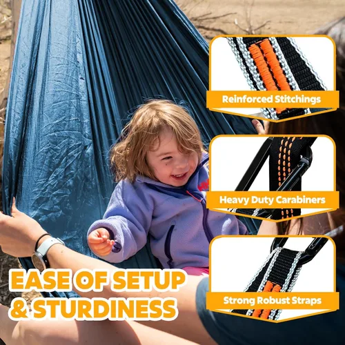Miniatura 5 de NATUREFUN Hamaca ultraligera para viajes y camping Capacidad de carga de 300 kg, transpirable, de secado rápido Incluye 2 mosquetones premium, 2