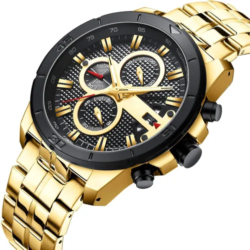 Miniatura 2 de FANMIS Relojes de lujo para hombre, reloj de pulsera analógico de cuarzo de acero inoxidable impermeable