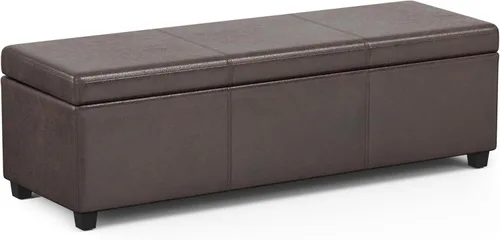 Miniatura 14 de SIMPLIHOME Avalon - Banco contemporáneo tipo otomana rectangular con almacenamiento extragrande de 54 pulgadas de ancho, de pelo sintético de Gris
