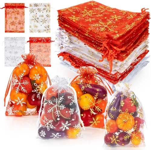 Miniatura 11 de Sukh 100 bolsas de organza de 5''x7'' - Bolsas de malla transparente blanca con cordón para joyas, jabón, frutas, dulces, pequeñas bolsas de regalo