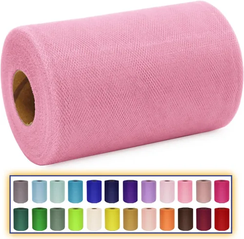 Miniatura 25 de Rollo de tela de tul azul agua de 6 pulgadas x 300 pies (100 yardas), cinta de tul mate cinta de red malla carrete para DIY falda tutú lazo de boda