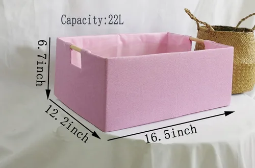 Miniatura 2 de Contenedor de almacenamiento para estantes, cestas rectangulares de armario, caja plegable con asas, cestas de estante rosa, cajas de juguetes